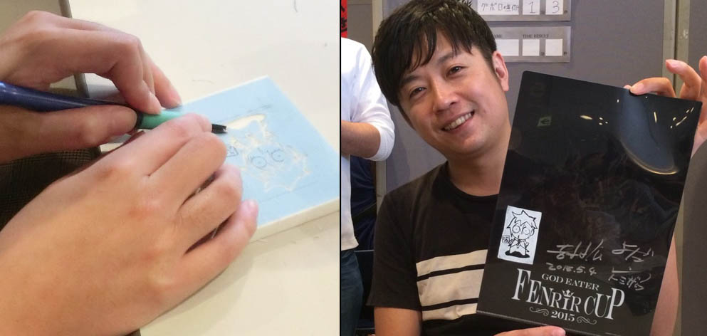 吉村総合D手作りのジュリウス判子!サインに添えてシングル部門で5分以内にミッションクリアした方で希望される方に押させていただきました!